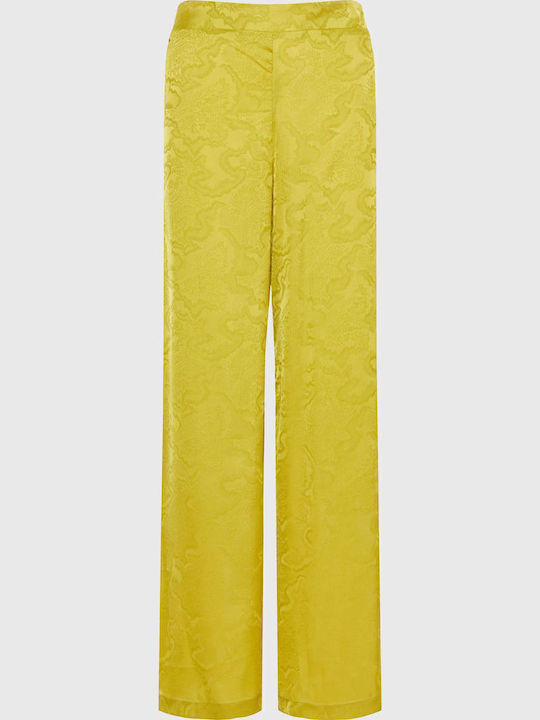 Women's High-waisted Fabric Trousers in Regular Fit Yellow