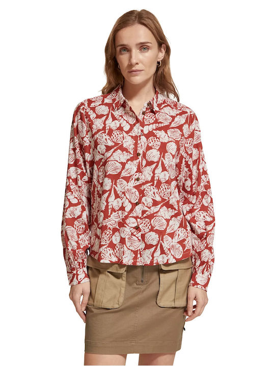 Scotch & Soda Printed Button-down Shirt Terracotta