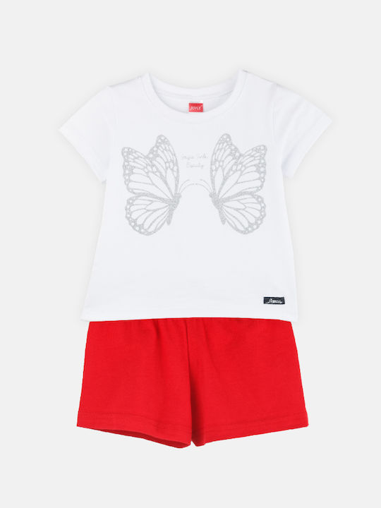 Joyce Kids Set with Shorts Summer 2pcs White/Red