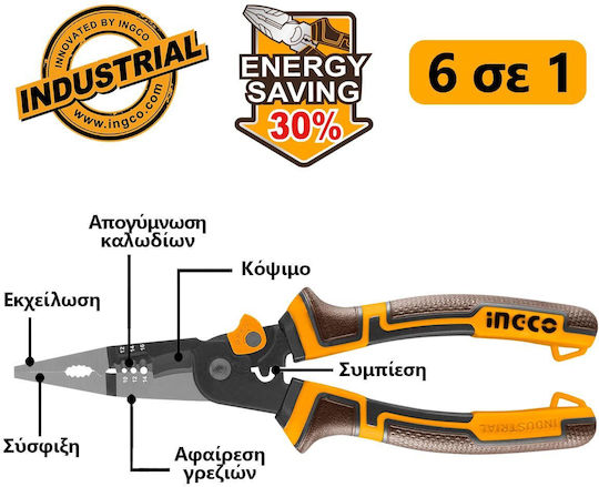 Clește cu vârf lung 6 funcții 200mm drept Hmflnp28200 Ingco