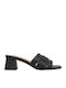 Leder Mules mit Chunky Hoch Absatz in Schwarz Farbe
