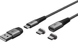 Goobay Magnetic - Magnet / Împletit USB 2.0 Cablu USB-C bărbătesc - USB-C de sex masculin 60W Gri 1m (65653)