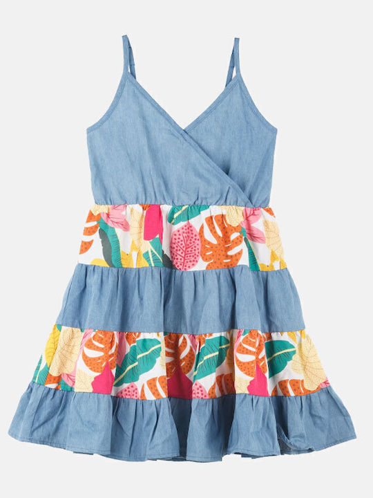 Kinderkleid Ärmellos Denim Blue