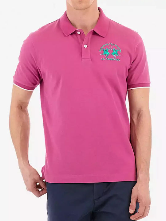 La Martina Miguel Bluza Bărbătească cu Mânecă Scurtă Polo fuchsia