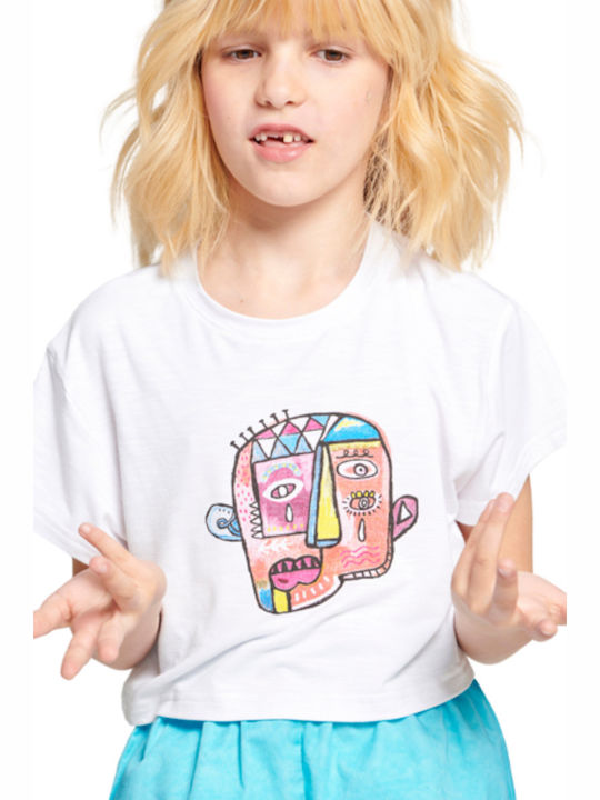 Melin Rose Kinder-Crop-Top Kurzarm White