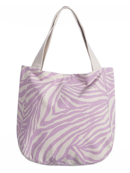 Nef-Nef Groovy Fabric Beach Bag Mauve with Stripes