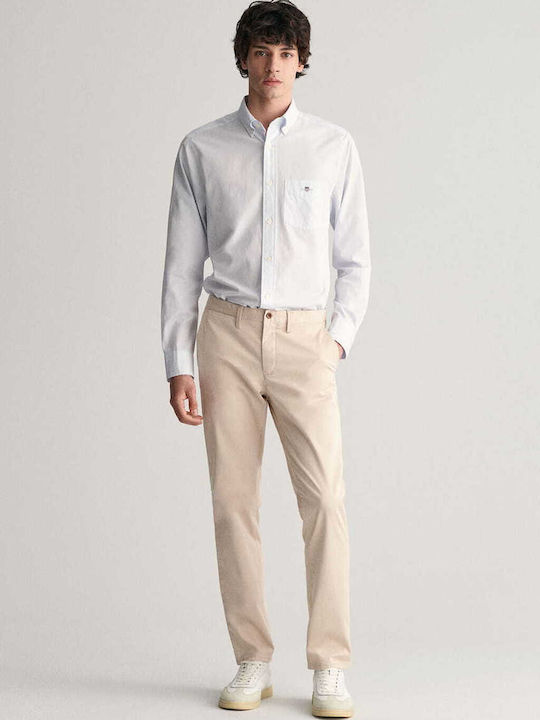 Gant Men's Trousers Chino in Slim Fit Beige