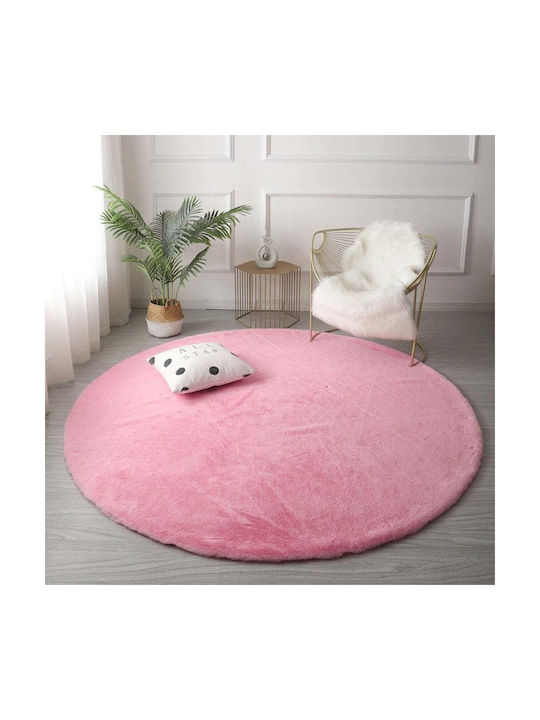 Strado Carpets Rug Round Shaggy Pink