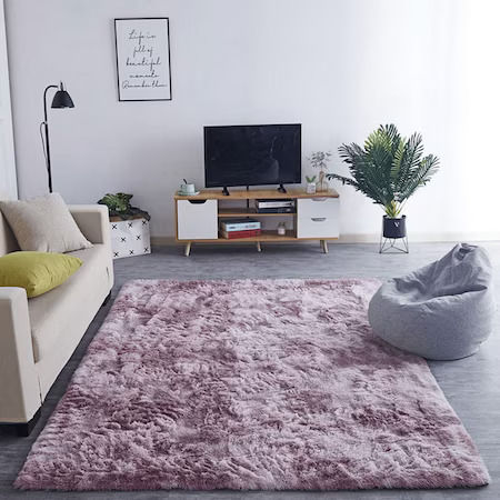 Strado Carpets Teppich Rechteckig Zottelig Synthetisch,Polyester/Cotton/Leather Purple