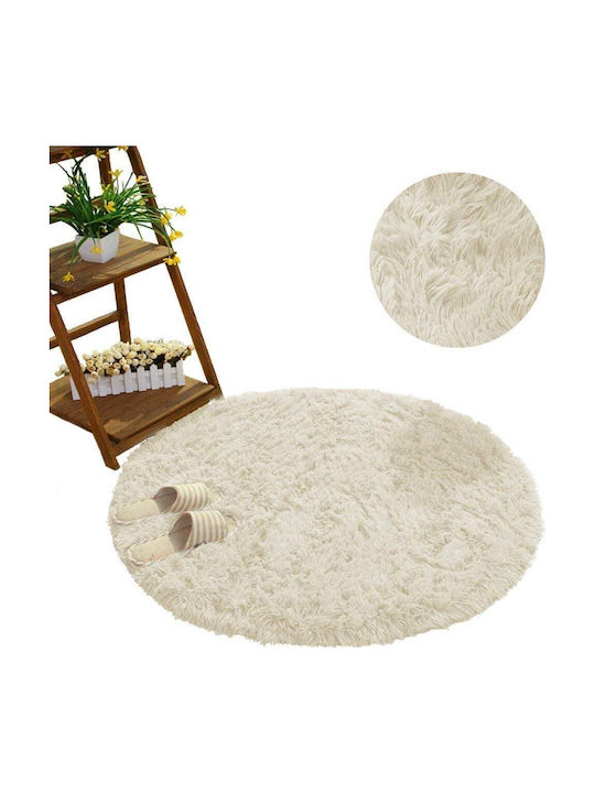 Strado Carpets Rug Round Shaggy Beige