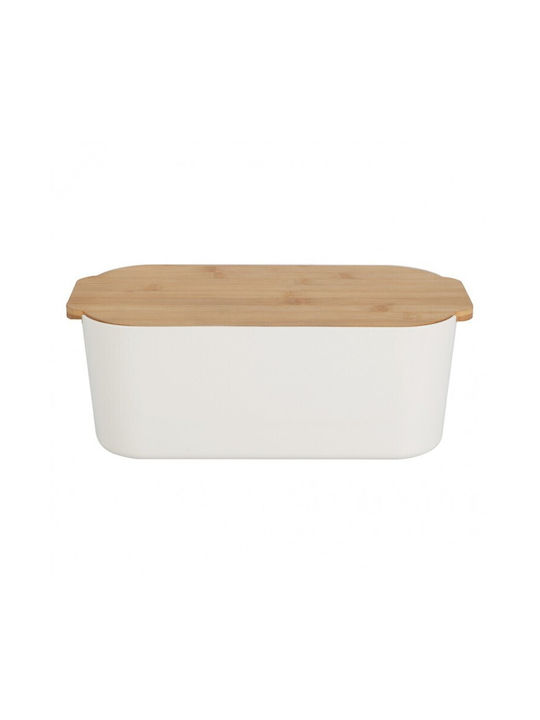 Excellent Houseware Ψωμιέρα με Καπάκι Πλαστική σε Λευκό Χρώμα 33x18.5x12cm