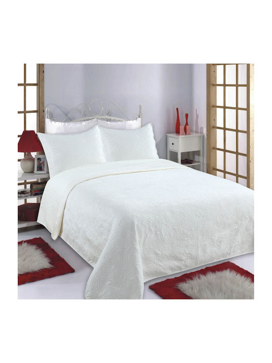 Silk Fashion Supersoft Set Coverlet Queen Size Ivory 220x240cm 3pcs