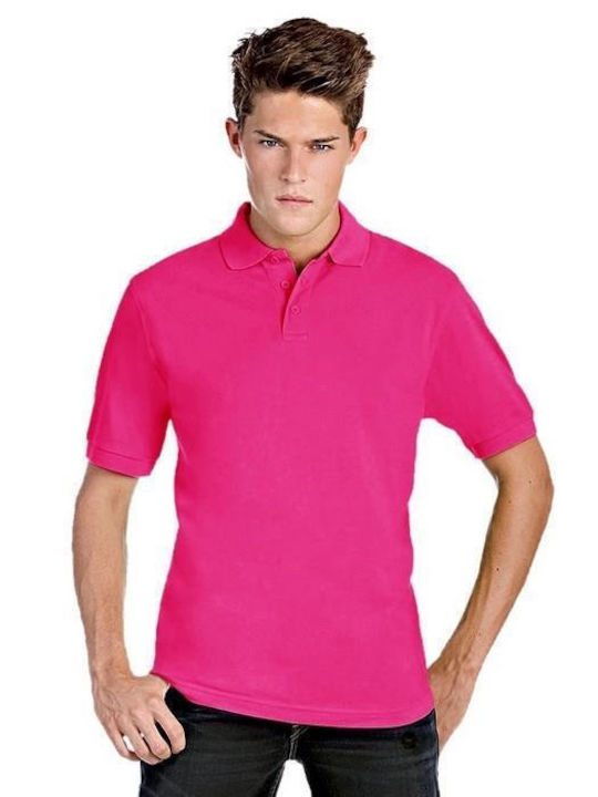 B&C Pique Men's Short Sleeve Promotional Blouse Fuchsia