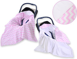 Doppelseitige Autositzdecke Babies Chevron Rosa-weiß