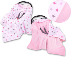 Doppelseitige Autositzdecke Babies Grau-rosa Sterne