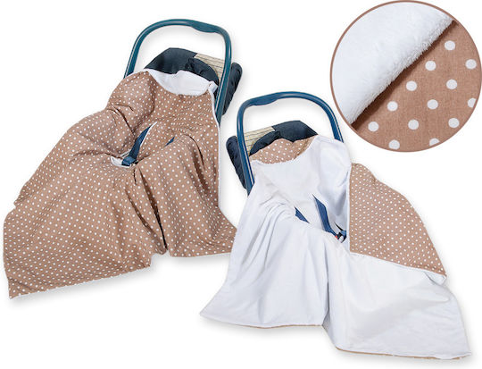 Double-sided Car Seat Blanket Babies White Dots On Brown