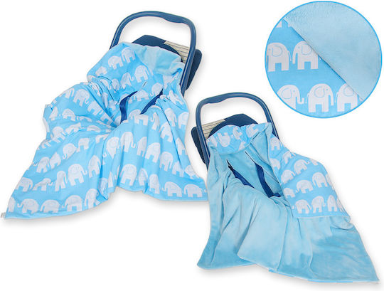 Двустранно одеяло за седалката на автомобила Babies Elephants Blue