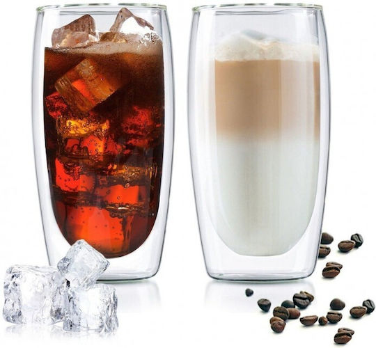 Mplco Σετ Ποτήρια Καφέ / Freddo Γυάλινα 350ml 2τμχ