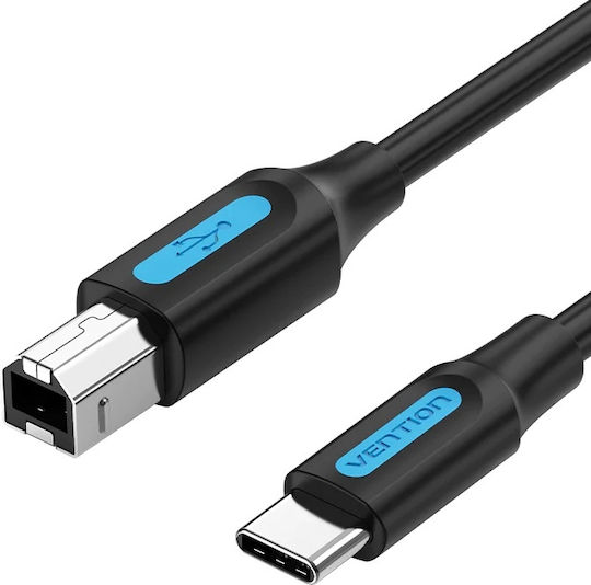 Vention USB 2.0 Cable USB-C male - USB-B PD Μαύρο 1m CQUBF
