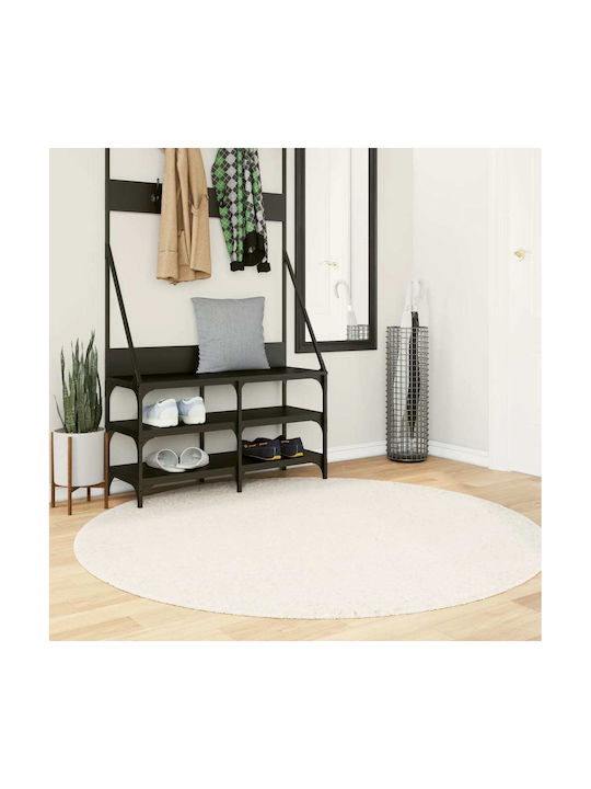 vidaXL Rug Round Shaggy Cream