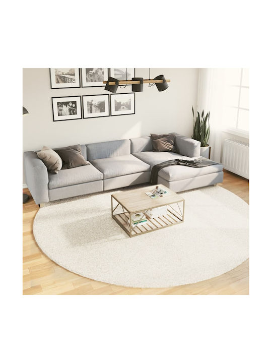 vidaXL Rug Round Shaggy Cream