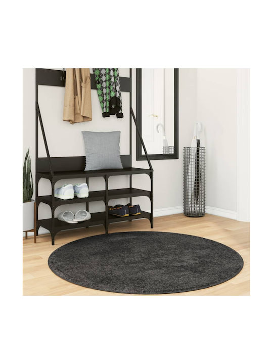 vidaXL Rug Round Shaggy Charcoal