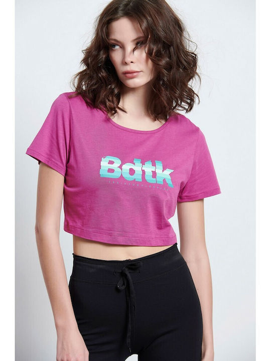 BodyTalk Γυναικείο Αθλητικό Crop Top Κοντομάνικο Ροζ