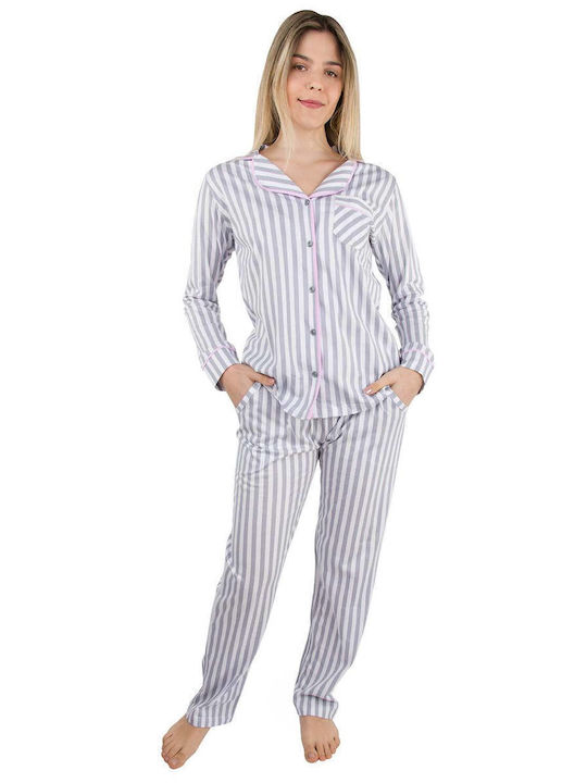 Calzedoro Sommer Damen Pyjama-Set Baumwolle Grey