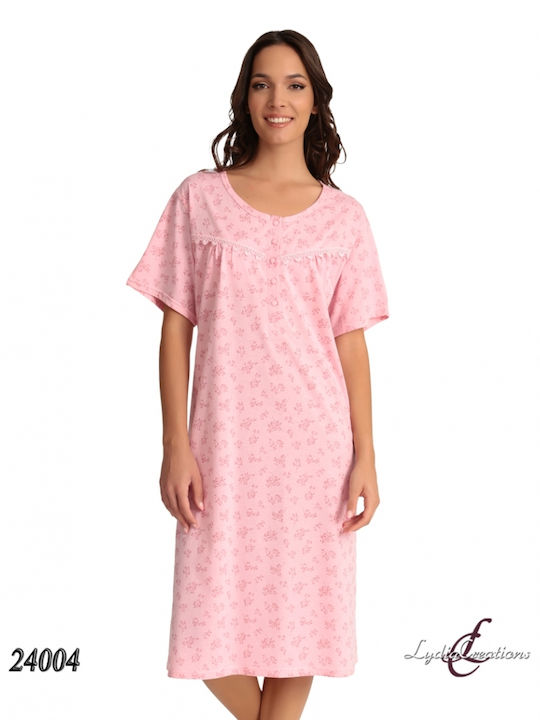 Lydia Creations Summer Cotton Women's Nightdress Rose