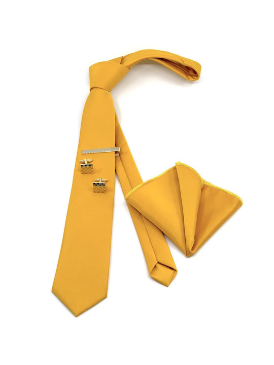 Legend Accessories Τυπου Herren Krawatten Set in Gelb Farbe