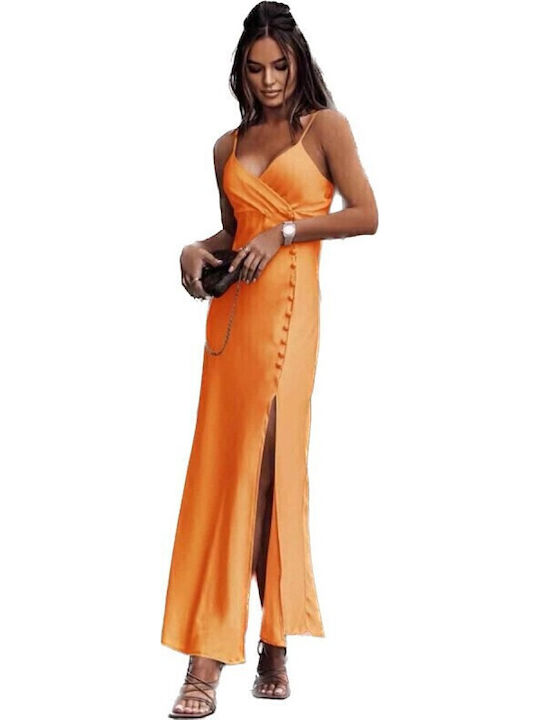 Mezzo Mezzo Satin Evening Dress Orange
