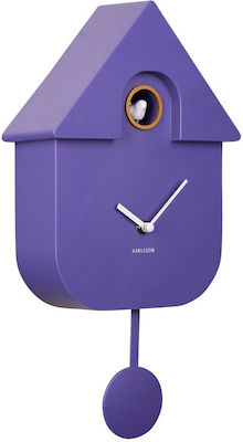 Karlsson Cuckoo Стенен часовник Пластмаса Със Закъснение Лилав 21.5x8.5см