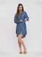 Ble Resort Collection Καλοκαιρινό Mini Σεμιζιέ Φόρεμα Μπλε