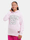 Fleece Kids Sweatshirt with Hood and Pockets Pink Foam