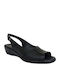 Leather Women's Flat Sandals Anatomic in Black Color