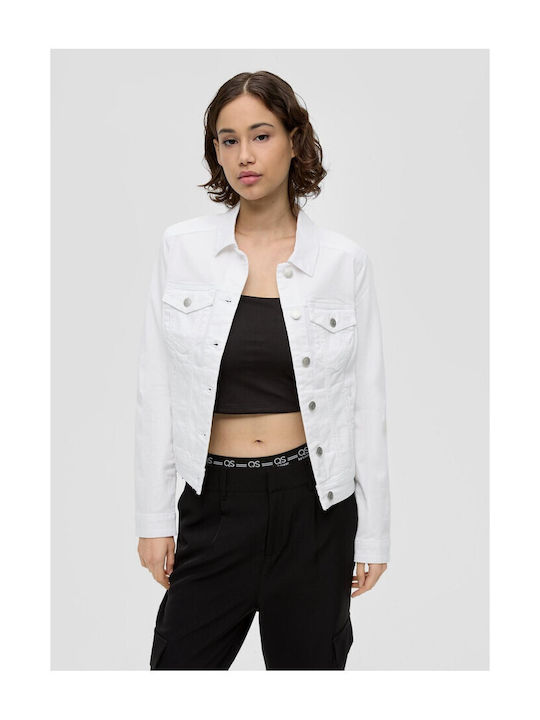 S.Oliver Women's Short Jean Jacket for Spring or Autumn White