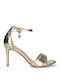 Mexx Synthetic Leather Women's Sandals Gold with High Heel