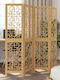 vidaXL Decorative Room Divider Wooden with 4 Panels 140x160cm