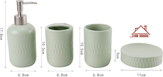ForHome Σετ Αξεσουάρ Μπάνιου Πορσελάνινο Πράσινο 4τμχ