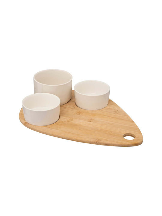 Secret de Gourmet Ceramic Dessert Divided Serving Plate with 3 Slots White Ø10cmxY10cm 24x35x10cm