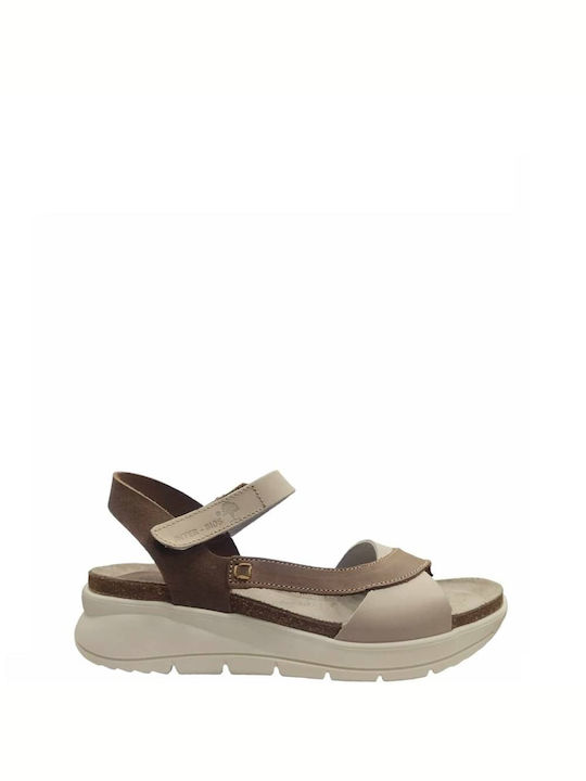 Inter Bios Leder Damen Flache Sandalen in Gray Farbe