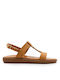 Nikola Rossi Leather Women's Flat Sandals in Tabac Brown Color