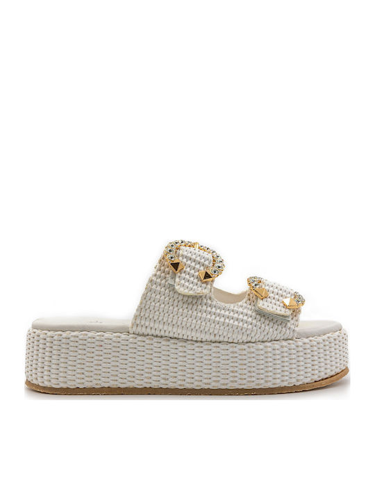 Flache Sandalen für Damen Flatforms in Weiß Farbe