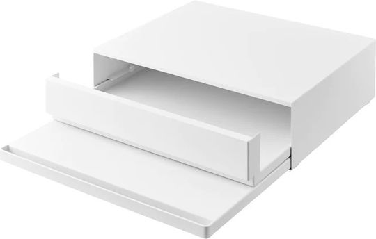 Yamazaki Expandable Kitchen Counter Drawer Metal White Tower 39.3-64x45x13.5