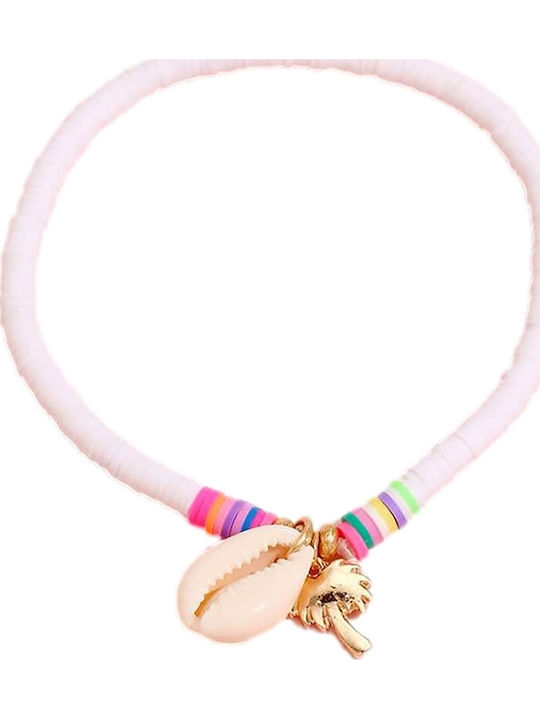 Af179 Weißes Damen-Knöchel-Armband Muschel & Phoenix-Perlen