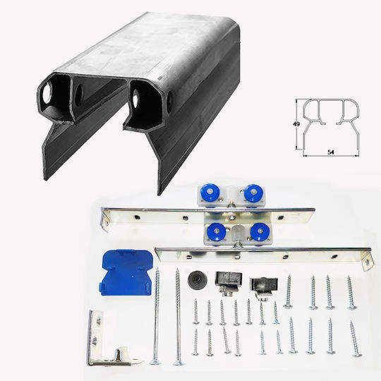 Aluminum Rail Mechanism Aluminum Rail Fittings Set Niko-helm Hellas 03.215 45h Length 300cm Single-leaf External Sliding Door Sheet Weight Up to 60 kg