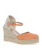 Women's Leather Platform Espadrilles Orange