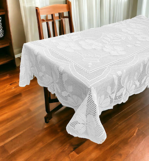 Linea Home Knitting White Tablecloth 180x220cm