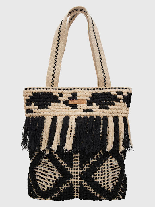 Funky Buddha Stoff Strandtasche mit Geldbörse Schwarz