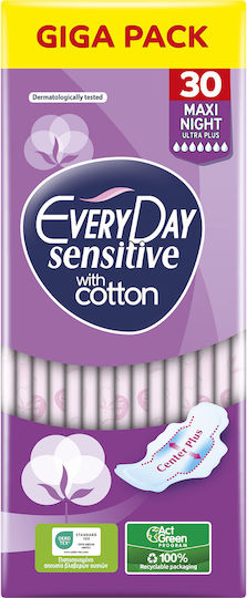 Every Day Sensitive Cotton Hygienepads mit Flügeln Nacht für Starke Strömung 30Stück
